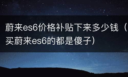 蔚来es6价格补贴下来多少钱（买蔚来es6的都是傻子）