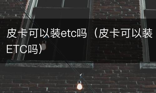皮卡可以装etc吗（皮卡可以装ETC吗）