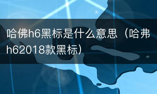 哈佛h6黑标是什么意思（哈弗h62018款黑标）
