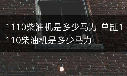 1110柴油机是多少马力 单缸1110柴油机是多少马力