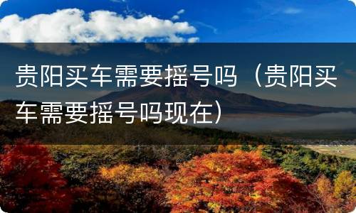 贵阳买车需要摇号吗（贵阳买车需要摇号吗现在）