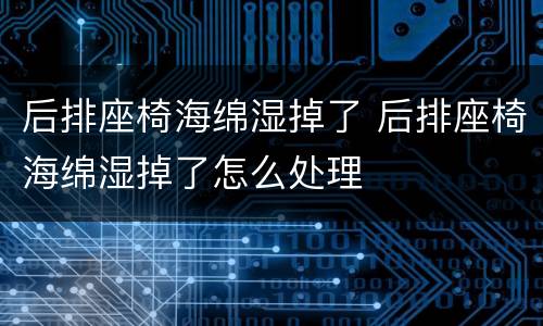 后排座椅海绵湿掉了 后排座椅海绵湿掉了怎么处理