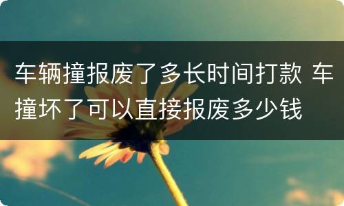 车辆撞报废了多长时间打款 车撞坏了可以直接报废多少钱