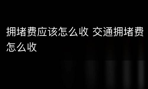 拥堵费应该怎么收 交通拥堵费怎么收