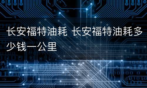 长安福特油耗 长安福特油耗多少钱一公里