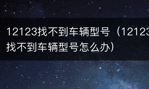 12123找不到车辆型号（12123找不到车辆型号怎么办）