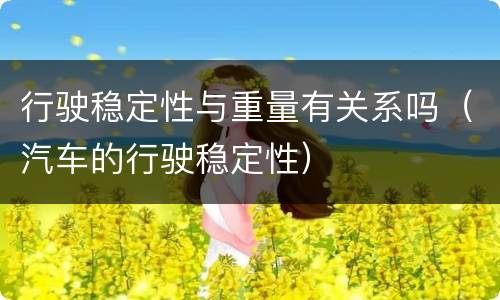 行驶稳定性与重量有关系吗（汽车的行驶稳定性）