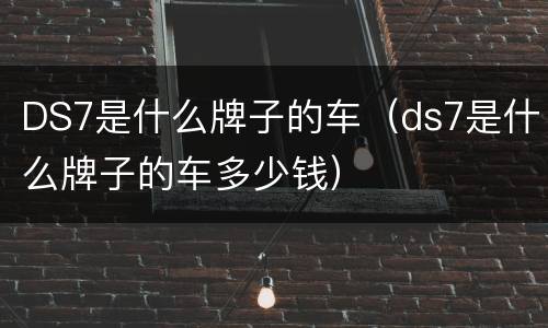 DS7是什么牌子的车（ds7是什么牌子的车多少钱）