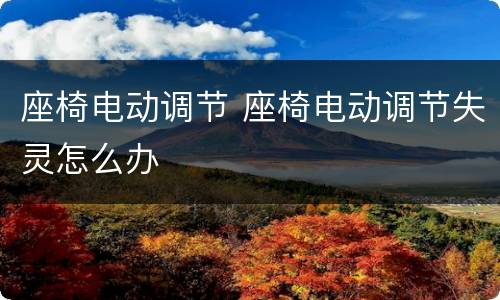 座椅电动调节 座椅电动调节失灵怎么办