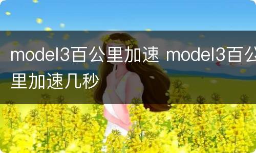 model3百公里加速 model3百公里加速几秒