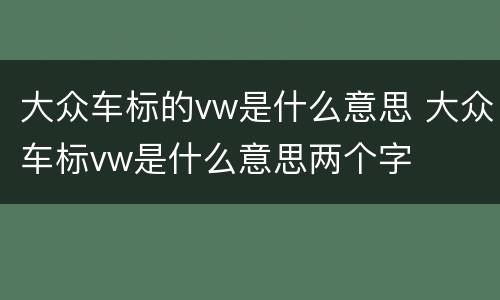 大众车标的vw是什么意思 大众车标vw是什么意思两个字