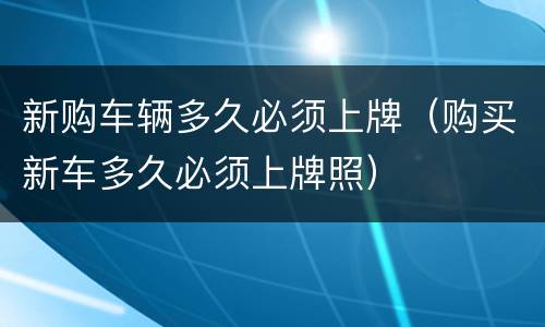 新购车辆多久必须上牌（购买新车多久必须上牌照）