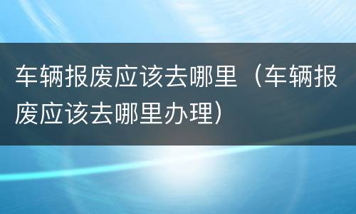 车辆报废应该去哪里（车辆报废应该去哪里办理）
