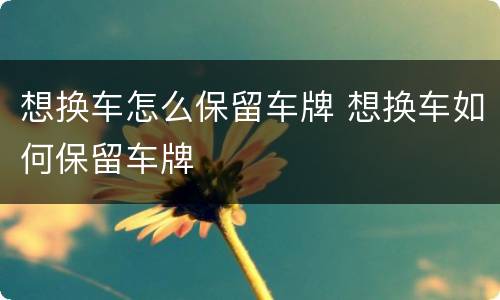 想换车怎么保留车牌 想换车如何保留车牌