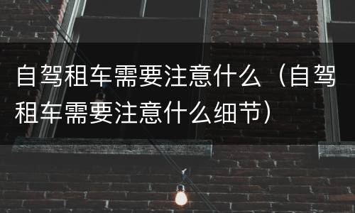 自驾租车需要注意什么（自驾租车需要注意什么细节）