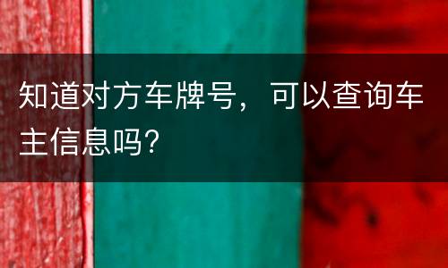 知道对方车牌号，可以查询车主信息吗?