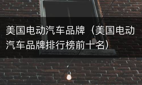 美国电动汽车品牌（美国电动汽车品牌排行榜前十名）