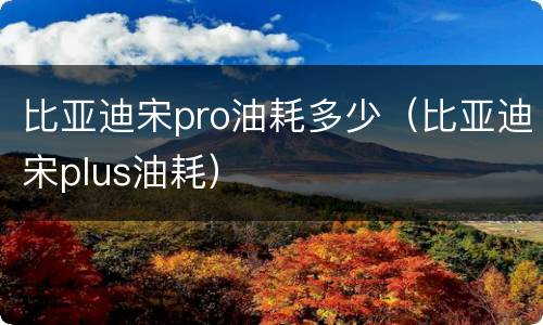 比亚迪宋pro油耗多少（比亚迪宋plus油耗）