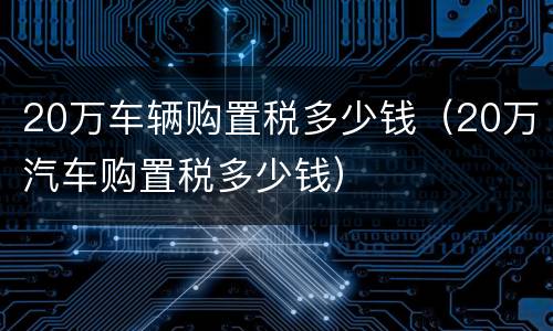 20万车辆购置税多少钱（20万汽车购置税多少钱）