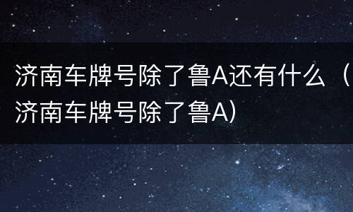 济南车牌号除了鲁A还有什么（济南车牌号除了鲁A）