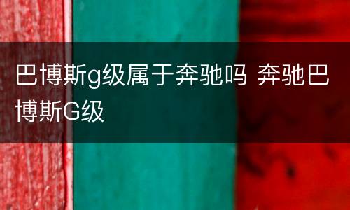 巴博斯g级属于奔驰吗 奔驰巴博斯G级