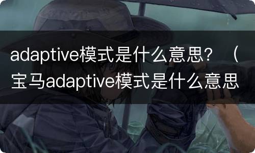adaptive模式是什么意思？（宝马adaptive模式是什么意思）