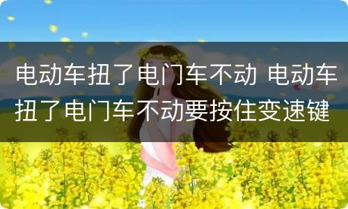 电动车扭了电门车不动 电动车扭了电门车不动要按住变速键在扭才动是什么原因