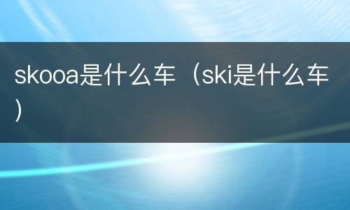 skooa是什么车（ski是什么车）