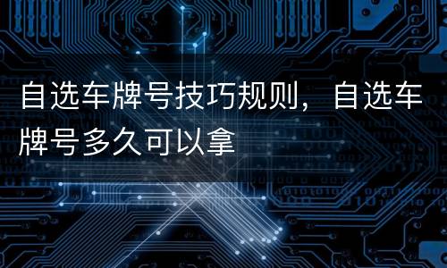 自选车牌号技巧规则，自选车牌号多久可以拿
