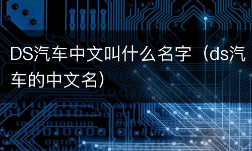 DS汽车中文叫什么名字（ds汽车的中文名）