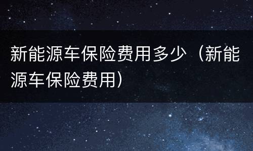 新能源车保险费用多少（新能源车保险费用）