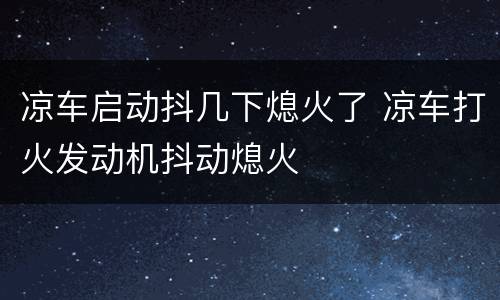 凉车启动抖几下熄火了 凉车打火发动机抖动熄火