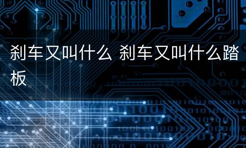 刹车又叫什么 刹车又叫什么踏板