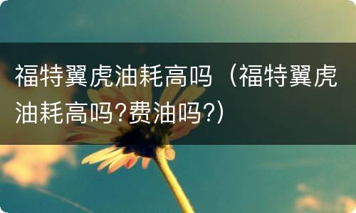 福特翼虎油耗高吗（福特翼虎油耗高吗?费油吗?）