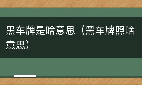 黑车牌是啥意思（黑车牌照啥意思）