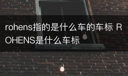 rohens指的是什么车的车标 ROHENS是什么车标