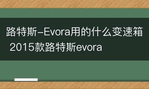 路特斯-Evora用的什么变速箱 2015款路特斯evora