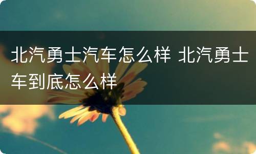 北汽勇士汽车怎么样 北汽勇士车到底怎么样