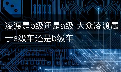 凌渡是b级还是a级 大众凌渡属于a级车还是b级车