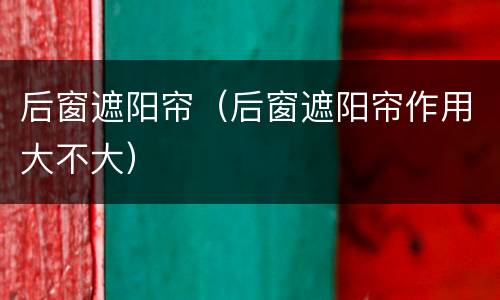 后窗遮阳帘（后窗遮阳帘作用大不大）