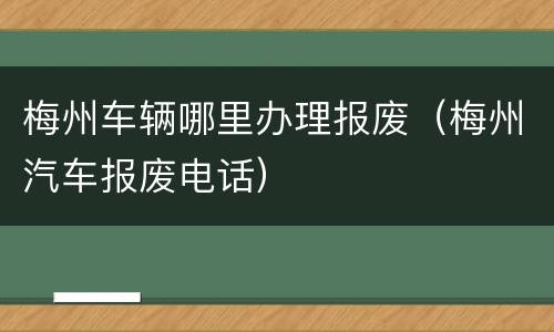 梅州车辆哪里办理报废（梅州汽车报废电话）