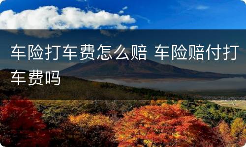 车险打车费怎么赔 车险赔付打车费吗