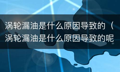 涡轮漏油是什么原因导致的（涡轮漏油是什么原因导致的呢）