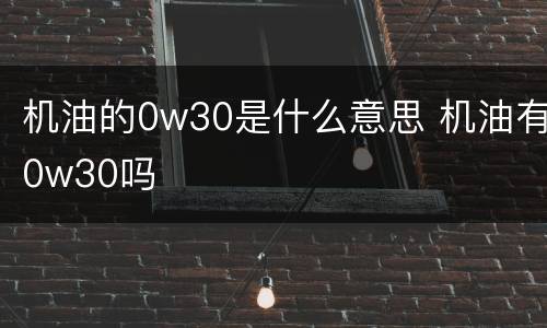机油的0w30是什么意思 机油有0w30吗