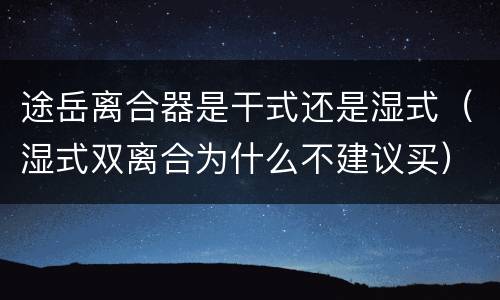 途岳离合器是干式还是湿式（湿式双离合为什么不建议买）