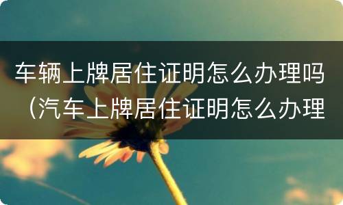 车辆上牌居住证明怎么办理吗（汽车上牌居住证明怎么办理）