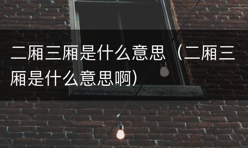 二厢三厢是什么意思（二厢三厢是什么意思啊）