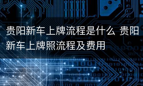 贵阳新车上牌流程是什么 贵阳新车上牌照流程及费用