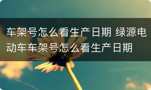 车架号怎么看生产日期 绿源电动车车架号怎么看生产日期
