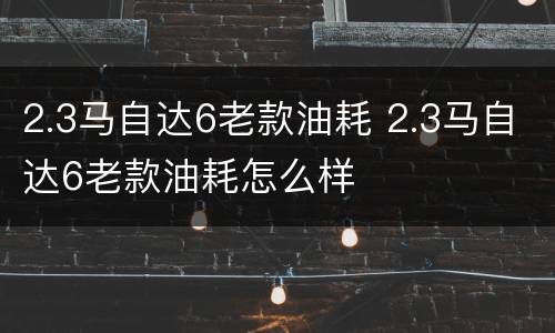 2.3马自达6老款油耗 2.3马自达6老款油耗怎么样